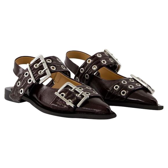 Ballerinas - Ganni - Polyester - Bordeaux - Picture 2 of 3